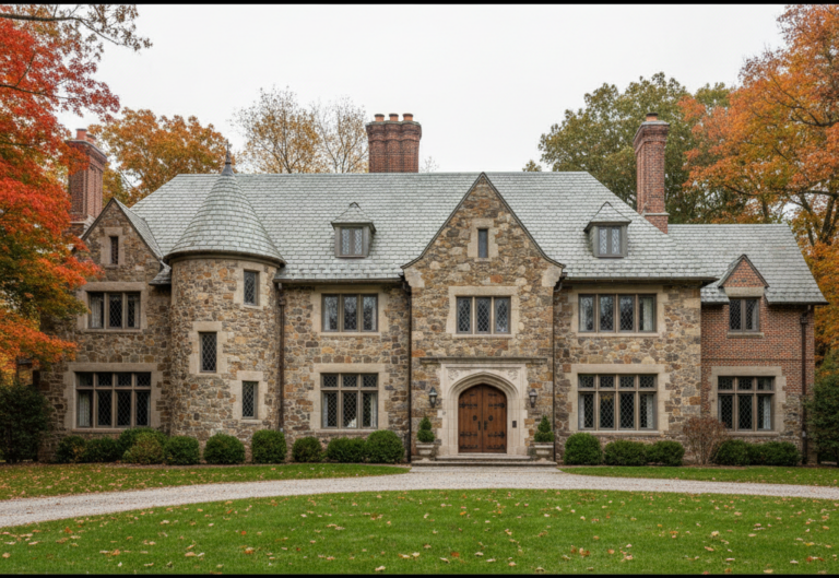 Stone Tudor Revival estate home in Hunting Valley, OH